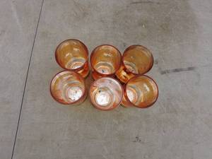 lot 153 image: Set of 6 Vintage Amber Floral Etched Drinking Glasses