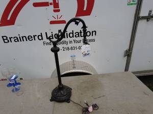 lot 155 image: Antique-Style Metal Floor Lamp with Glasses Set