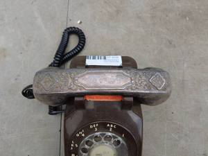 lot 235 image: Vintage Brown Rotary Dial Telephone with Ornate Handset