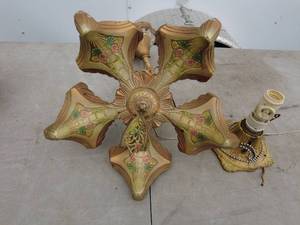 lot 237 image: Vintage Floral Design Ceiling Light Fixture and Base