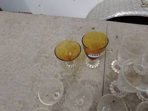 lot 240 image: Lot of 33 Elegant Glass Goblets and 2 Amber-Colored Glasses