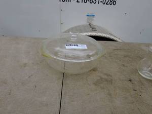 lot 254 image: Glass Kitchenware Lot Casserole Dish, Shaker, Pitcher, and Jar