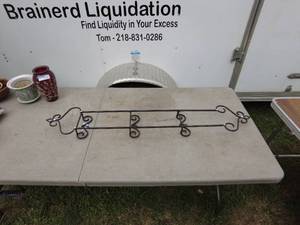 lot 260 image: Decorative Black Metal Wall Shelf with Scroll Design