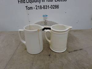 lot 274 image: Vintage Ceramic CreamWater Pitchers - Set of 2