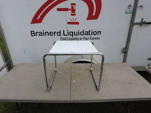 lot 291 image: Set of Two Modern White Shelving Units with Chrome Legs