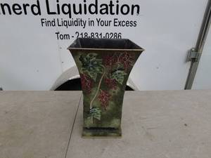 lot 304 image: Decorative Metal Vases and Container Set