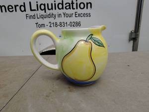 lot 305 image: Colorful Hand-Painted Fruit Pitcher