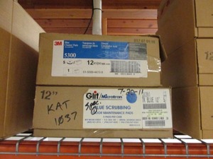 lot 21 image: 12 Blue Floor Scrubbing Pads