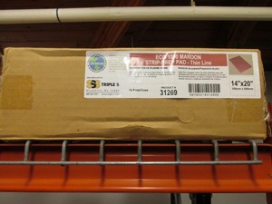 lot 41 image: Triple S 14x20 Eco 1000 Maroon Strip-Prep Pad Thin Line