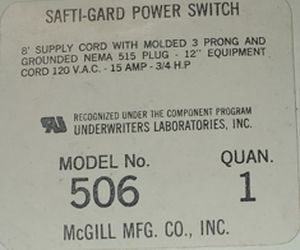 lot 65 image: McGill Safti-Gard Power Switch Model 506 Quantity 2