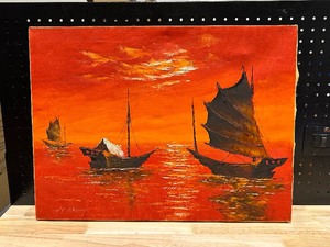 lot 51 image: Signed Vibrant Colors Oil Painting H.C. Wong