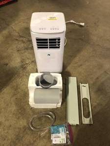 JHS 8,000 BTU Portable Air Conditioner Cools 170 Sq. Ft. with Dehumidifer, Fan, Remote, LED Display and Timer in White Customer Returns See Pictures