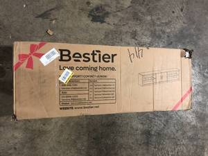 80 in. Light Grey TV Stand Fits TVs Up to 85 in. with Cabinet and Adjustable Glass Shelves Customer Returns See Pictures