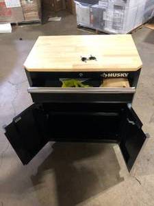 Husky Ready-to-Assemble 24-Gauge Steel 1-Drawer 2-Door Garage Base Cabinet in Black (28 in. W x 32.8 in. H x 18.3 in. D) Customer Returns See Pictures