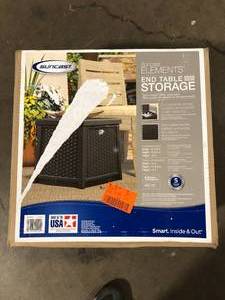 Suncast Elements End Table with Storage   Customer Returns See Pictures