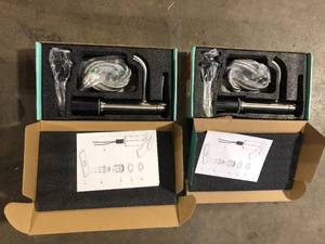 Lot of Single Handle Mid-Arc Bathroom Faucet with Deckplate and Pop-Up Drain in Brushed Nickel Customer Returns See Pictures