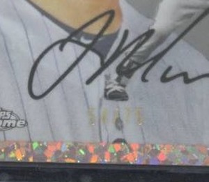 lot 32 image: 2022 Topps Chrome Platinum Prism Refractor & 2023 Rose Gold Refractor 5475 Joe Mauer Lot