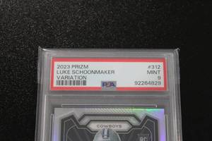lot 48 image: 2023 Prizm Silver Variation Luke Schoonmaker #312 PSA 9 Rookie Card