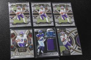 lot 66 image: 2023 Select Rookie Card Lot & 2023 Black Futuristic Jersey Relic Jordan Addison 65150  7 Cards