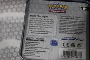lot 95 image: Pokemon Stacking Tin Full Case  6 Tins  18 Packs