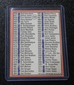 lot 117 image: 1969 Topps Mickey Mantle Checklist #412  Marked