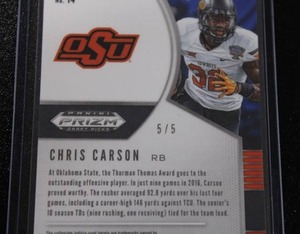lot 129 image: 2020 Prizm Draft Football Gold Vinyl Chris Carson #14 55  Only 5 Exist