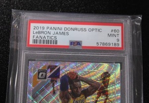 lot 131 image: 2019-20 Donruss Optic Fanatics LeBron James #60 PSA 9