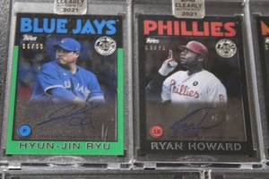 lot 133 image: 2021 Clearly Donruss Baseball Autograph Lot  Taylor - McClanahan - Marte - Ryu - Howard