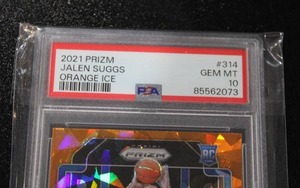 lot 141 image: 2021-22 Prizm Orange Ice Jalen Suggs #314 Rookie Card PSA 10