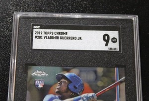 lot 149 image: 2019 Topps Chrome Vladimir Guerrero Jr #201 Rookie Card SGC 9