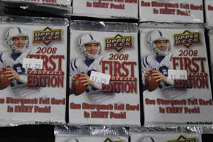 lot 154 image: 2008 Upper Deck 1st Edition Football Unopened Pack Lot  10 Unopened Packs