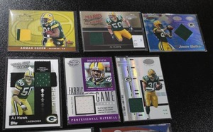 lot 172 image: Green Bay Packer Jersey Relic Lot  8 Relic Cards
