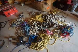 lot 139 image: Large Lot of Boat Anchors In Assorted Sizes and Styles With Rope