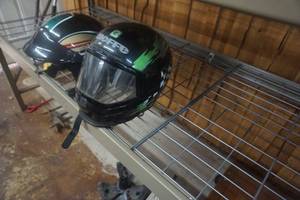 lot 187 image: 2 -  Motorcycle Snowmobile Riding Helmets One Full Face Shield One Open