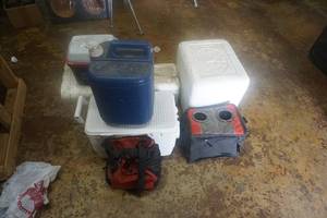 lot 262 image: Coleman Lanterns With Propane Cylinders and Foot Air Pump