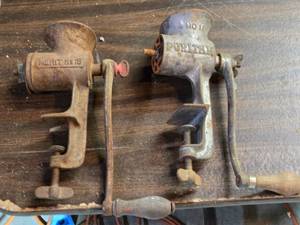 lot 37 image: Merit and Puritan Meat Grinders