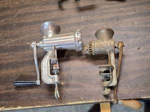 lot 41 image: Lot of 2 Vintage Meat Grinders