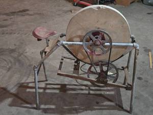 lot 49 image: Vintage Pedal-Powered Sharpening Stone with Seat