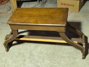 lot 54 image: Vintage Wooden Piano StoolBench with Cross-Brace Legs