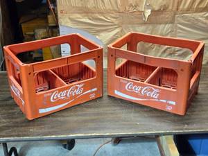 lot 70 image: Lot of 2 Plastic Coca-Cola Soda Crates