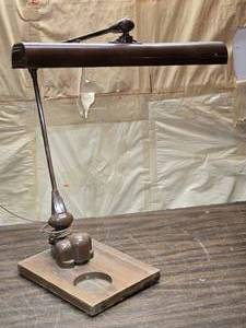 lot 79 image: Unique Vintage Adjustable Height Desk Lamp with Spot for Ink Well