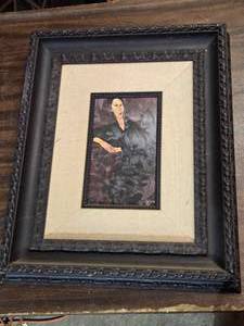 lot 82 image: Framed Art Print of Modigliani-Inspired Portrait with Ornate Black Frame