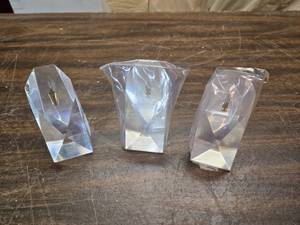 lot 189 image: Lot of 3 Faceted Lucite Paperweight with Embedded Quill Pen Point