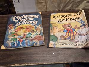 lot 190 image: Lot of 2 Vintage Giant Coloring Books - Minimal Coloring on a few pages