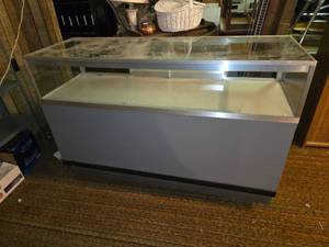 lot 232 image: 60 Wide Glass Retail Display with Light Fixture Inside