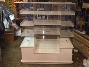 lot 234 image: Acrylic Display with Many Cubbies and Cabinet Below Display Cabinet