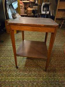 lot 235 image: Mersman Side Table on Wheels  - One wheel falls out easily