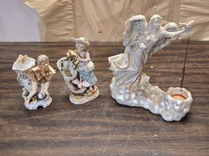 lot 236 image: Angel Vases and Candle Holder