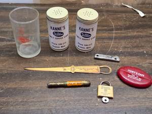 lot 243 image: Vintage Items with Advertising - Howys Cafe, Kannes Our Own Hardware, Osman Temple and More