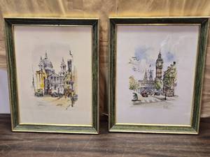 lot 250 image: 12x16 London Scenes Prints St. Pauls Cathedral of London & Big Ben
